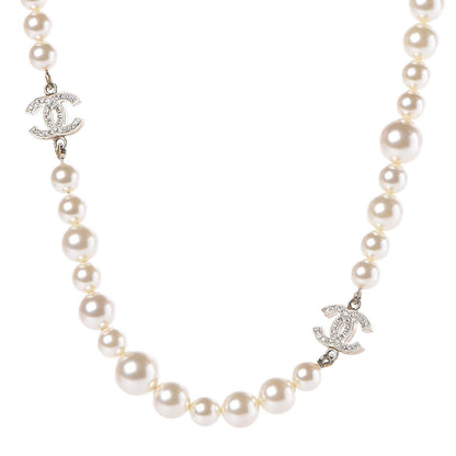 Chanel Crystal Pearl CC Short Necklace Gold 1 of 4