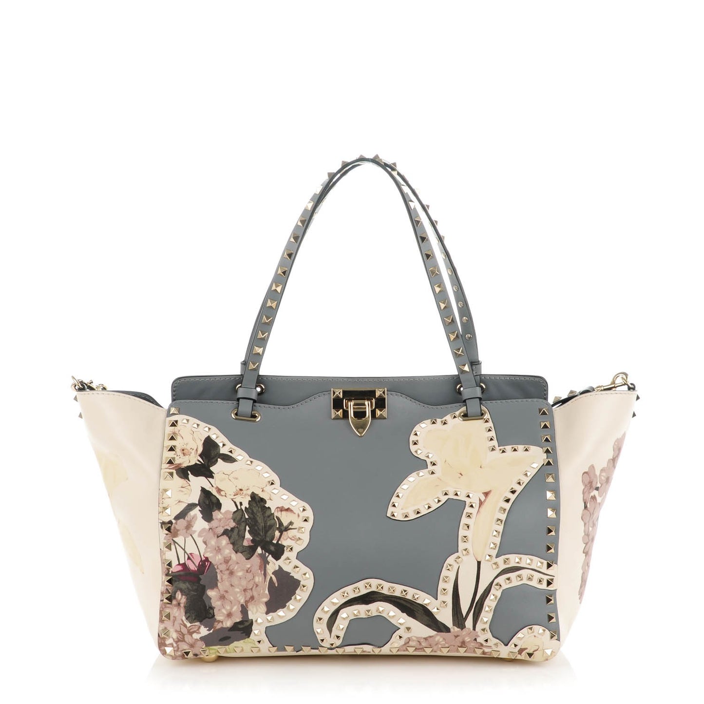 Vitello Monogram Kimono 1997 Print Medium Rockstud Tote Light Blue