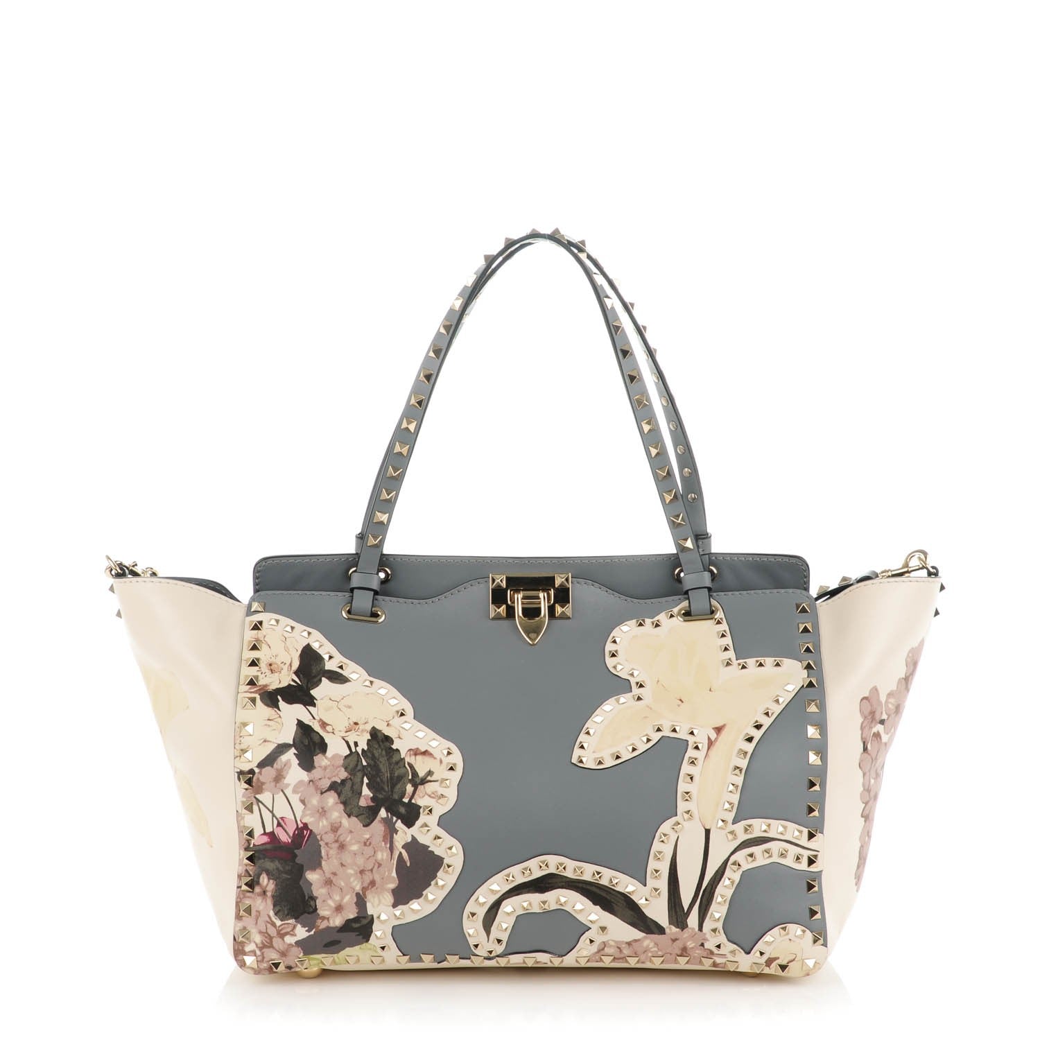 Valentino Garavani Vitello Monogram Kimono 1997 Print Medium Rockstud Tote Light Blue 1 of 8