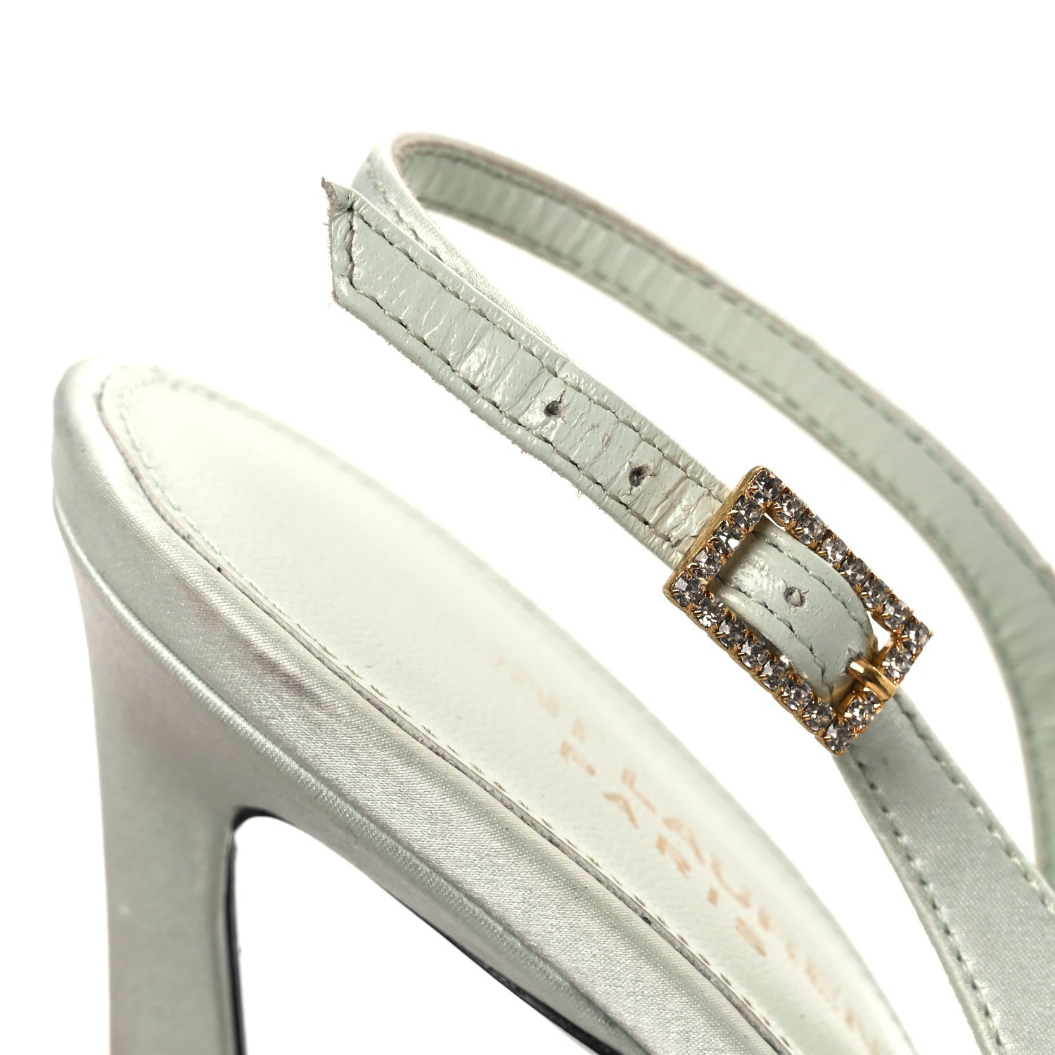Saint Laurent Crepe Satin Mae Feathered Sandals Slight 38 Green 12 of 14