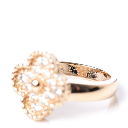 Van Cleef & Arpels 18K Yellow Gold Diamond Vintage Alhambra Ring 48 4.5 4 of 4