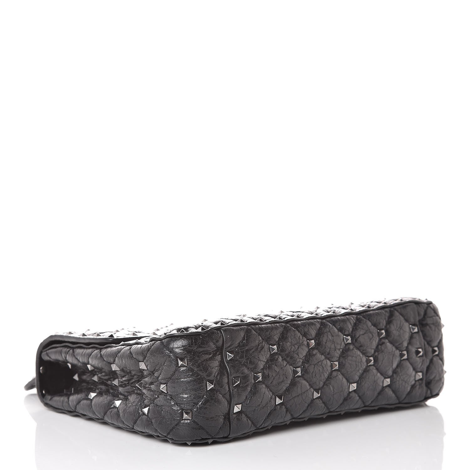 Valentino Garavani Craquele Nappa Medium Rockstud Spike Shoulder Bag Black 4 of 9