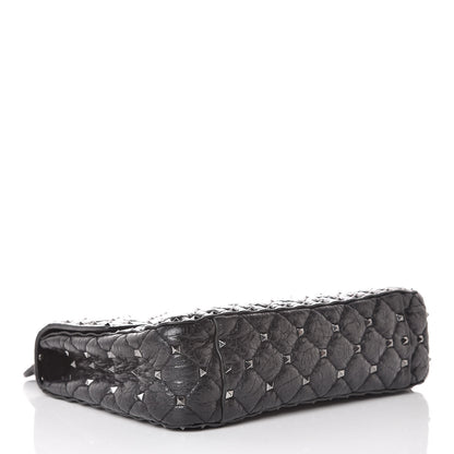 Valentino Garavani Craquele Nappa Medium Rockstud Spike Shoulder Bag Black 4 of 9