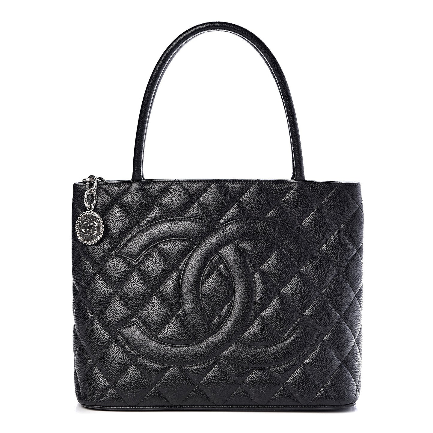 Caviar Quilted Medallion Tote Black