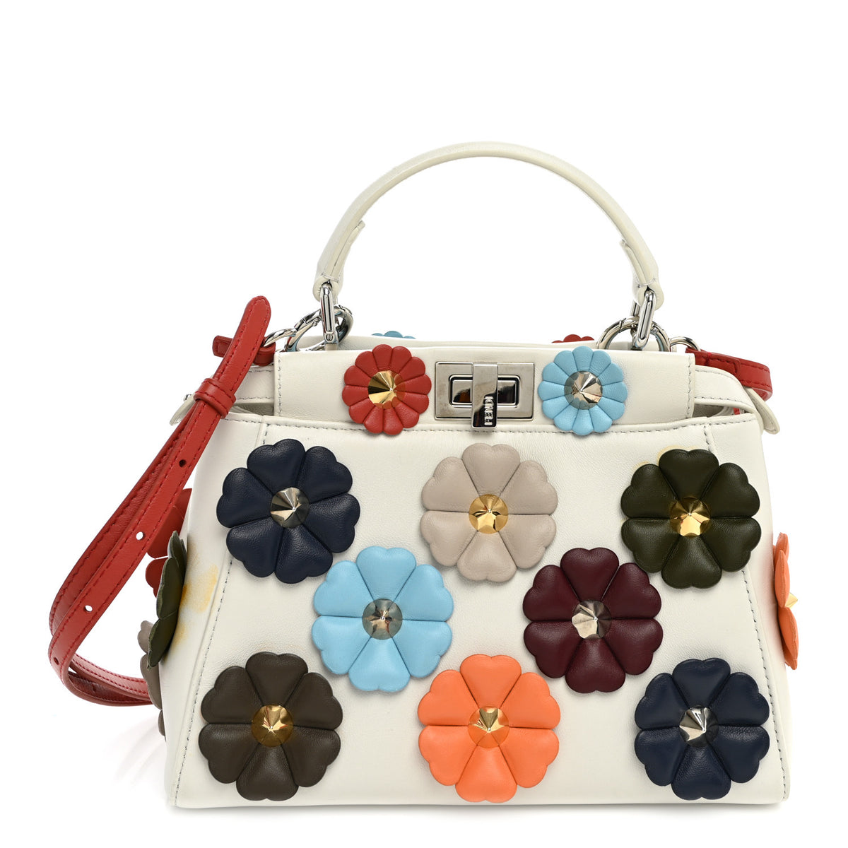 Nappa Flowerland Mini Peekaboo Iconic Satchel White Ice Multicolor