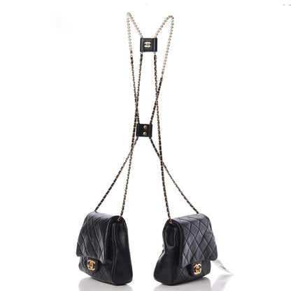 Chanel Lambskin Pearl Quilted Side Packs Black 4 of 16
