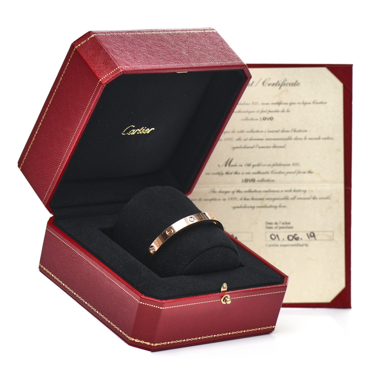 Cartier 18K Pink Gold 4 Diamond LOVE Bracelet 19 5 of 5