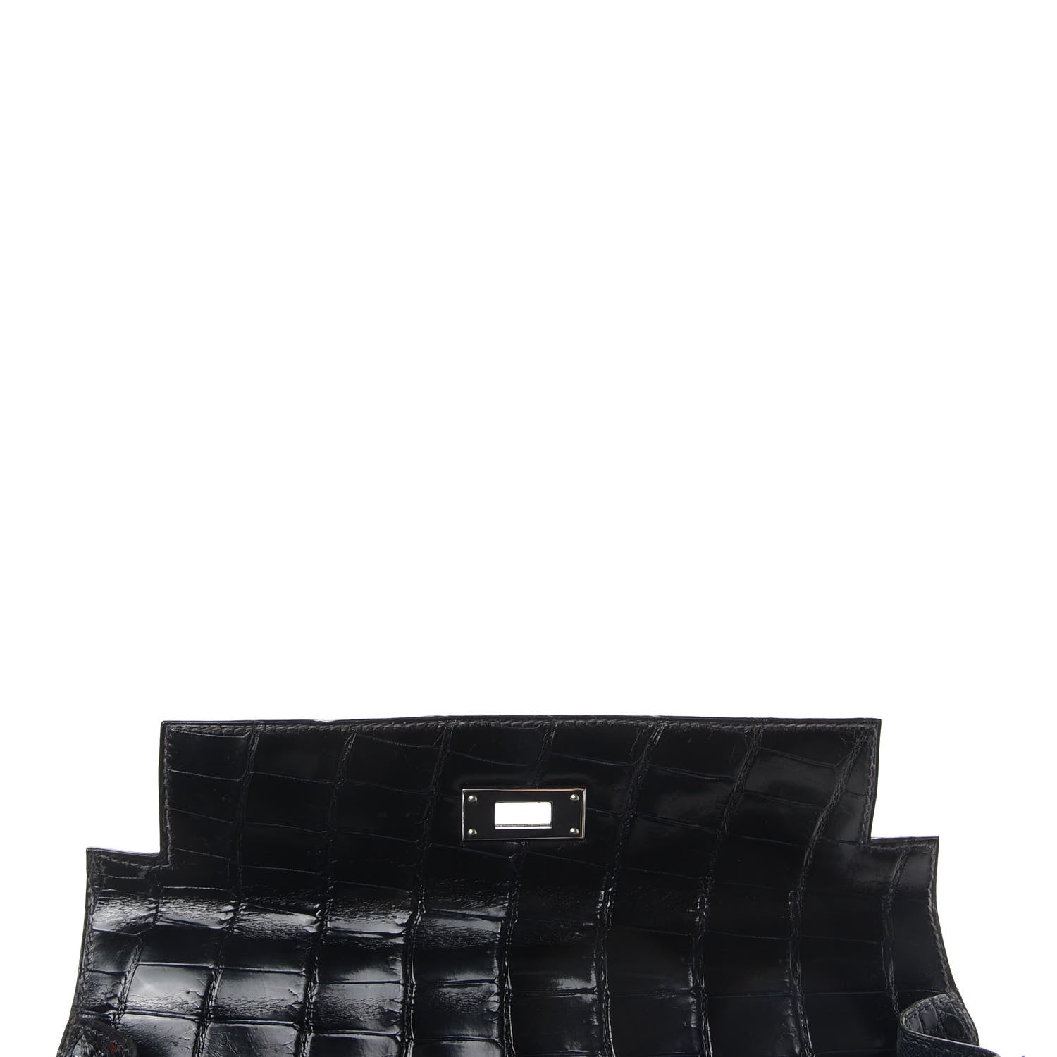 Hermes Shiny Niloticus Crocodile Kelly Sellier 28 Bleu Marine 15 of 42