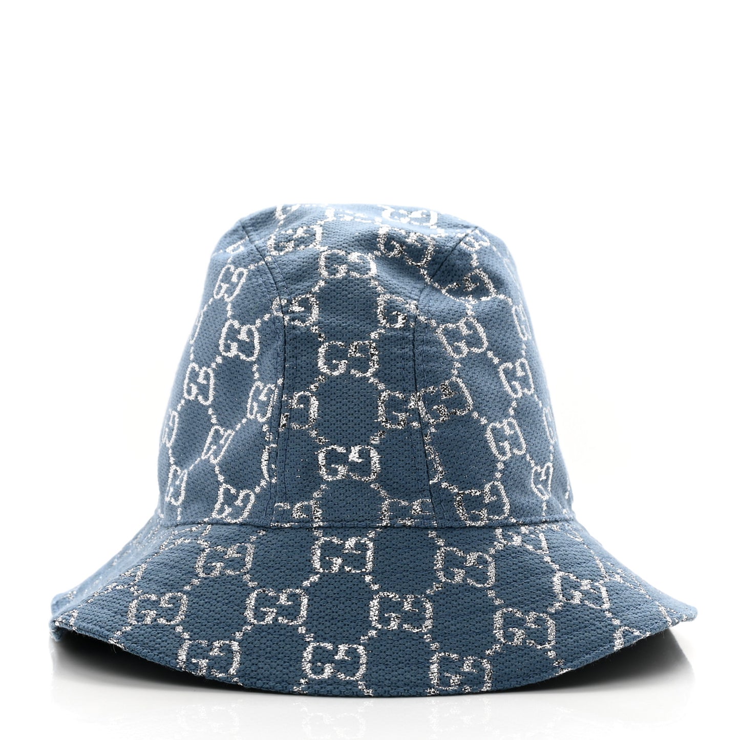 Canvas Lame GG Monogram Bucket Hat XS Light Blue Silver