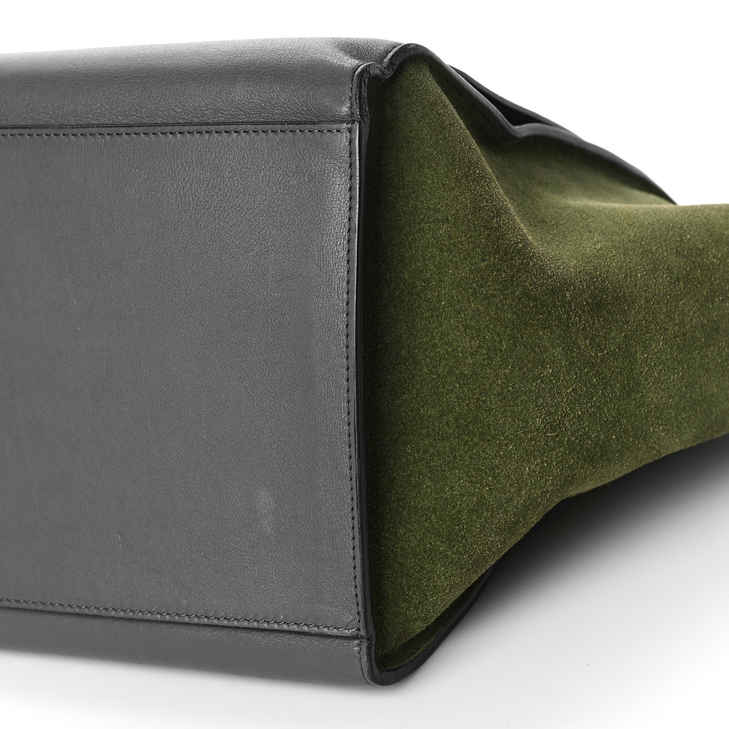 Celine Calfskin Suede Medium Tri-Color Trapeze Green 8 of 10