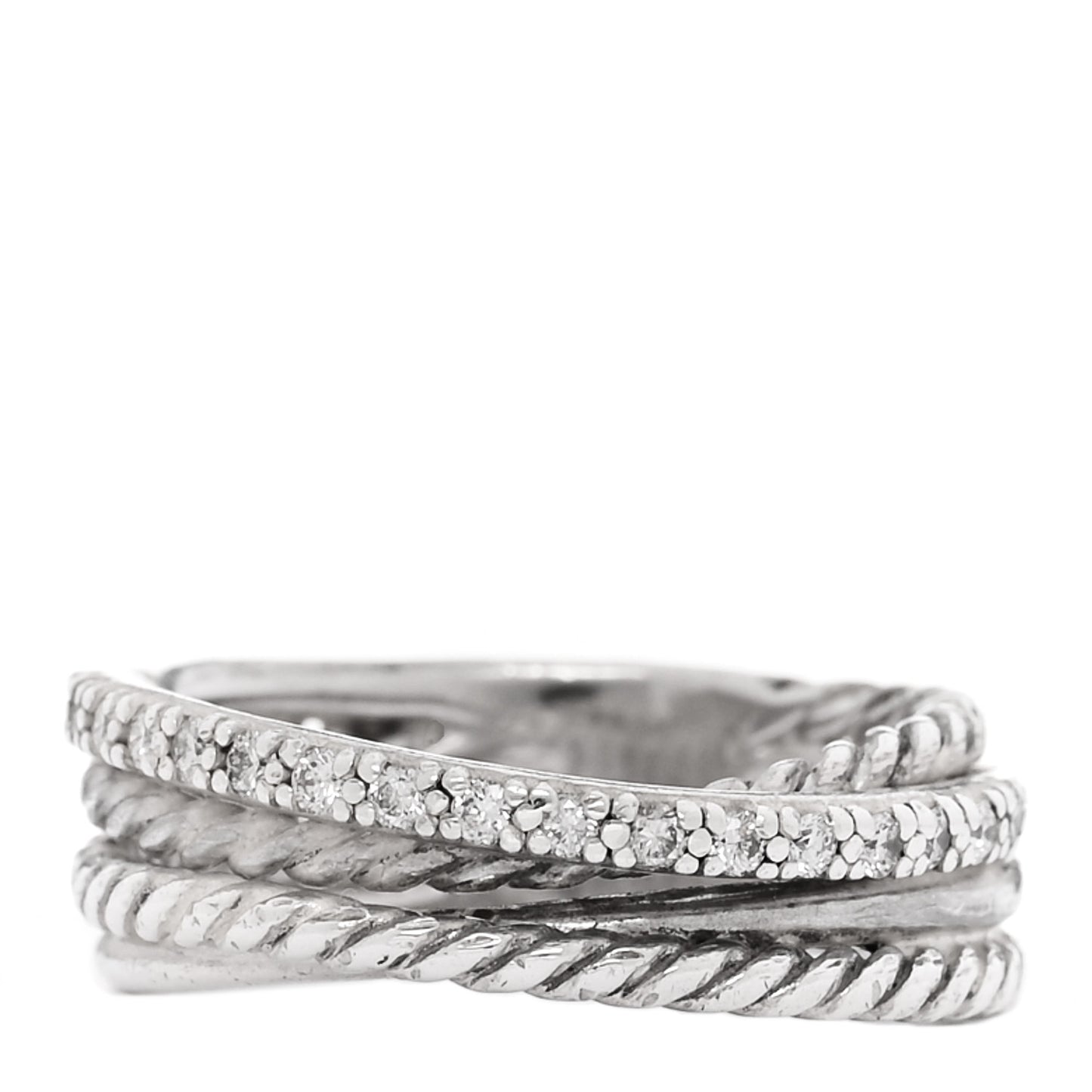 Sterling Silver Diamond 7mm Crossover Ring 50 5.5