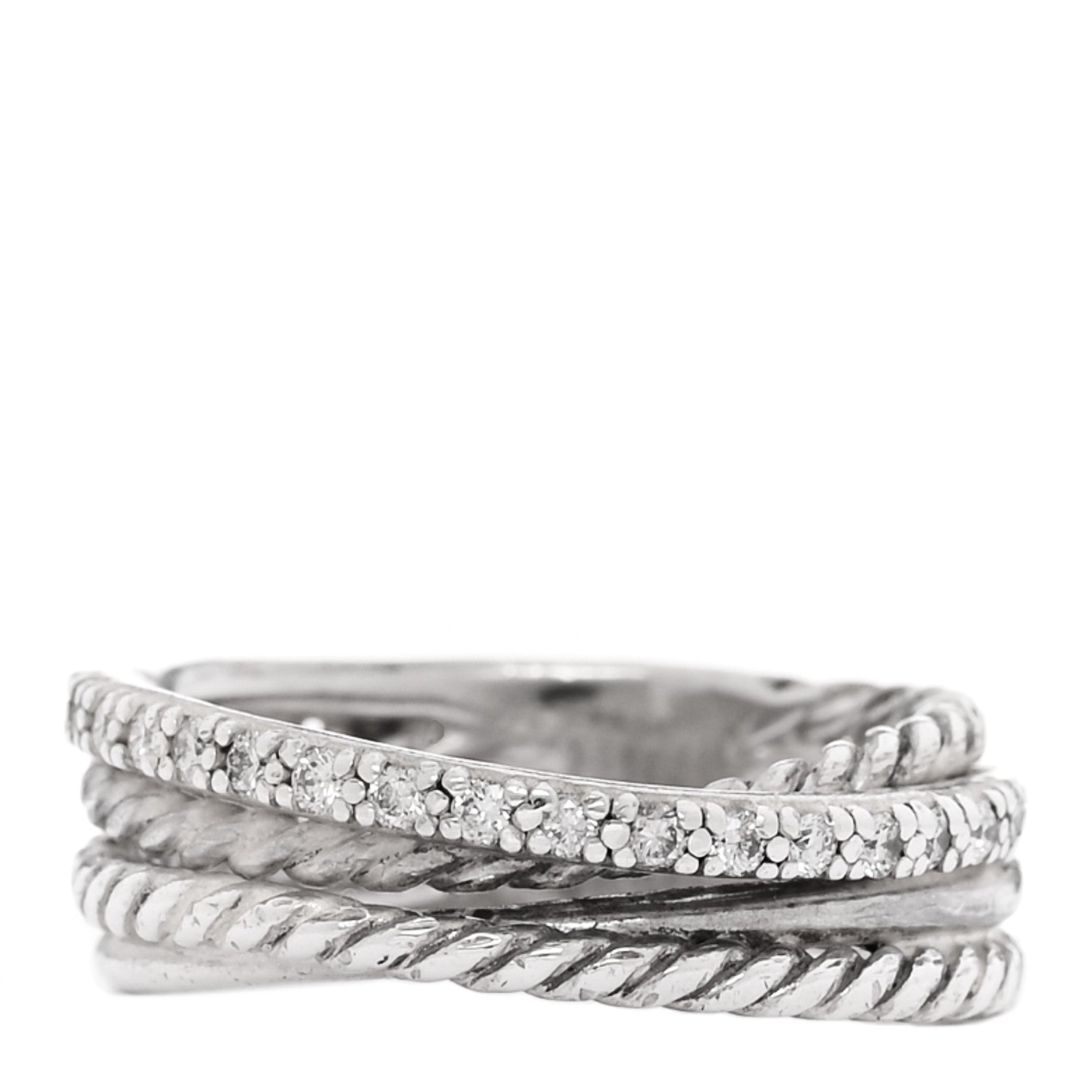 David Yurman Sterling Silver Diamond 7mm Crossover Ring 50 5.5 1 of 5