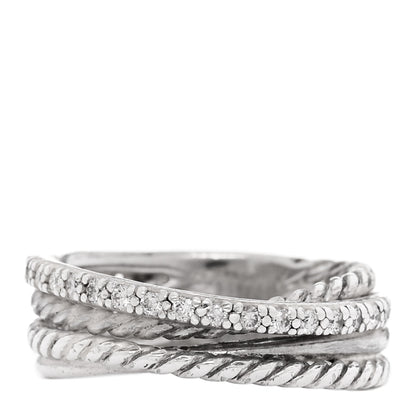 David Yurman Sterling Silver Diamond 7mm Crossover Ring 50 5.5 1 of 5