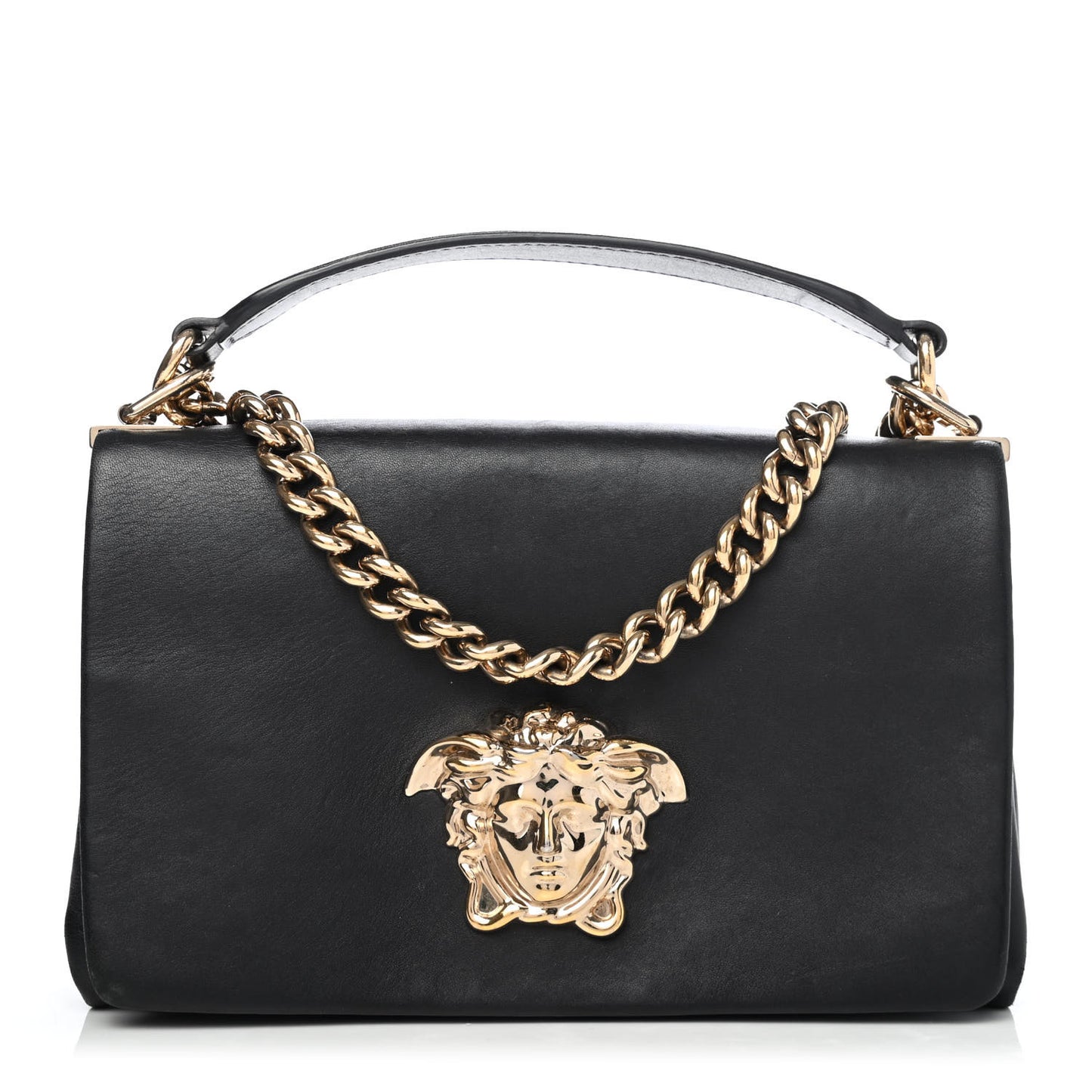 Nappa Palazzo Medusa Chain Shoulder Bag Black