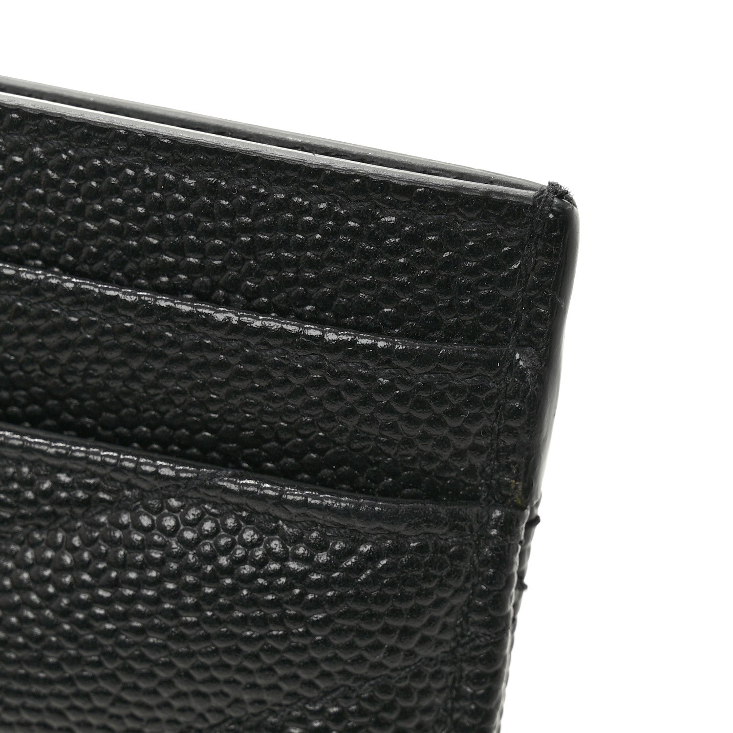 Saint Laurent Grain De Poudre Matelasse Chevron Monogram Credit Card Case Black 9 of 10