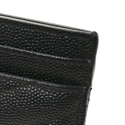 Saint Laurent Grain De Poudre Matelasse Chevron Monogram Credit Card Case Black 9 of 10