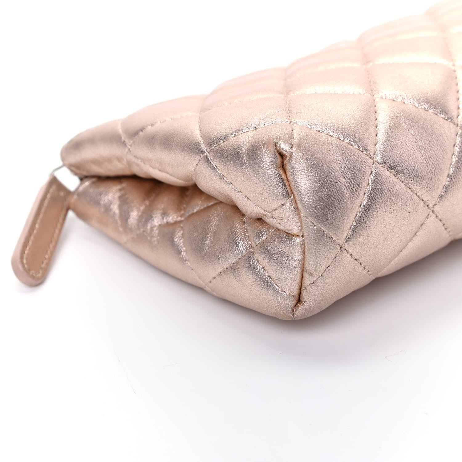 Chanel Metallic Lambskin Quilted Cosmetic Pouch Light Gold 6 of 11