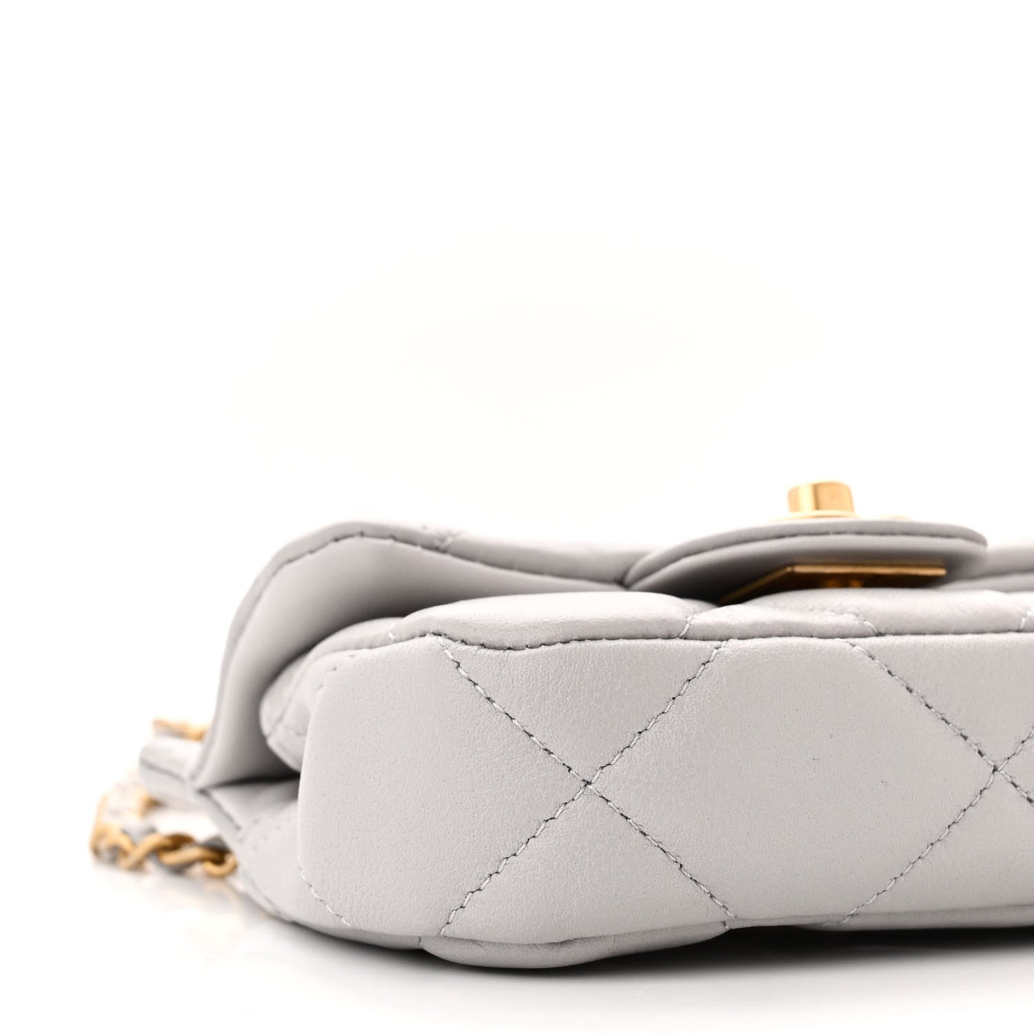 Chanel Calfskin Quilted Lady Handle Flap Card Holder With Chain Grey 10 of 12