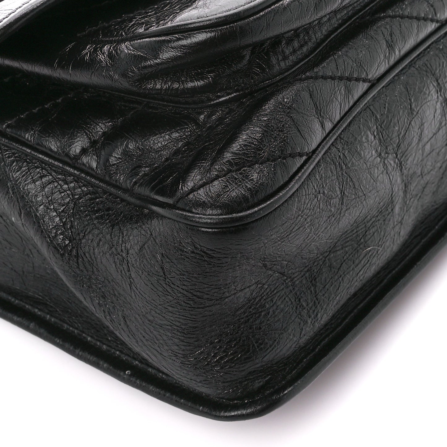 Crinkled Calfskin Matelasse Monogram Medium Niki Chain Satchel Black
