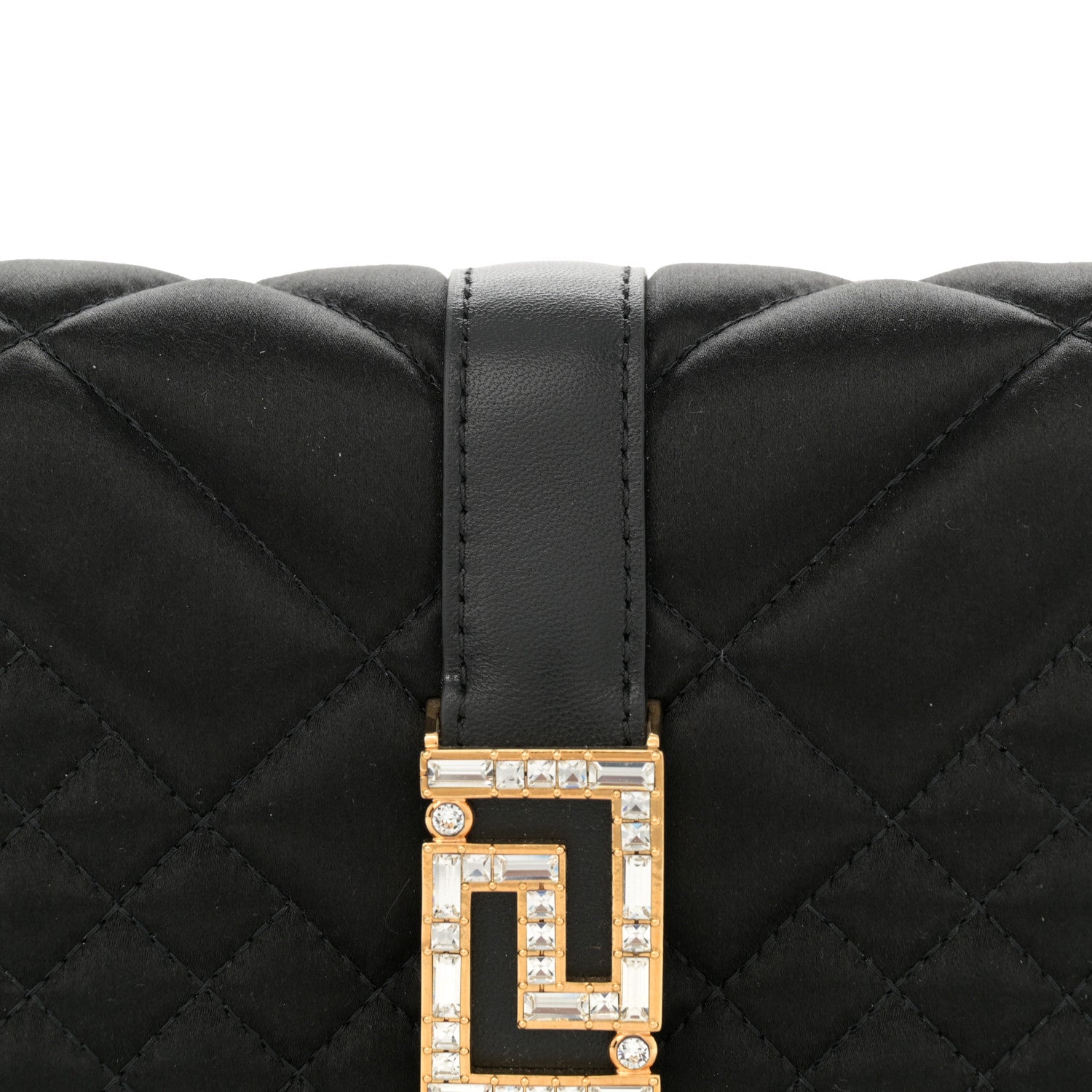 Versace Satin Crystal Quilted Mini Greca Goddess Shoulder Bag Black 7 of 10