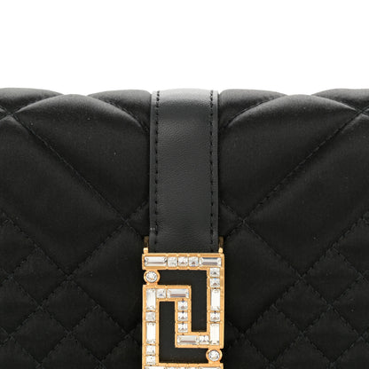 Versace Satin Crystal Quilted Mini Greca Goddess Shoulder Bag Black 7 of 10