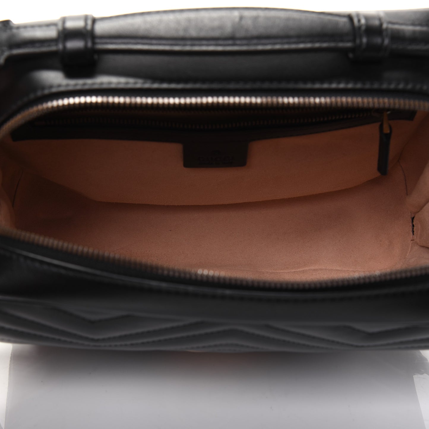 Calfskin Matelasse Sylvie Web Small GG Marmont Top Handle Shoulder Bag Black