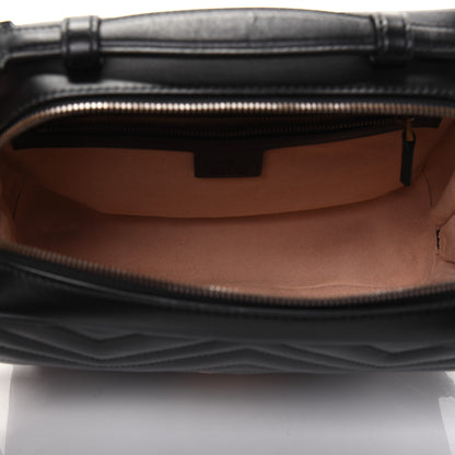 Gucci Calfskin Matelasse Sylvie Web Small GG Marmont Top Handle Shoulder Bag Black 5 of 15