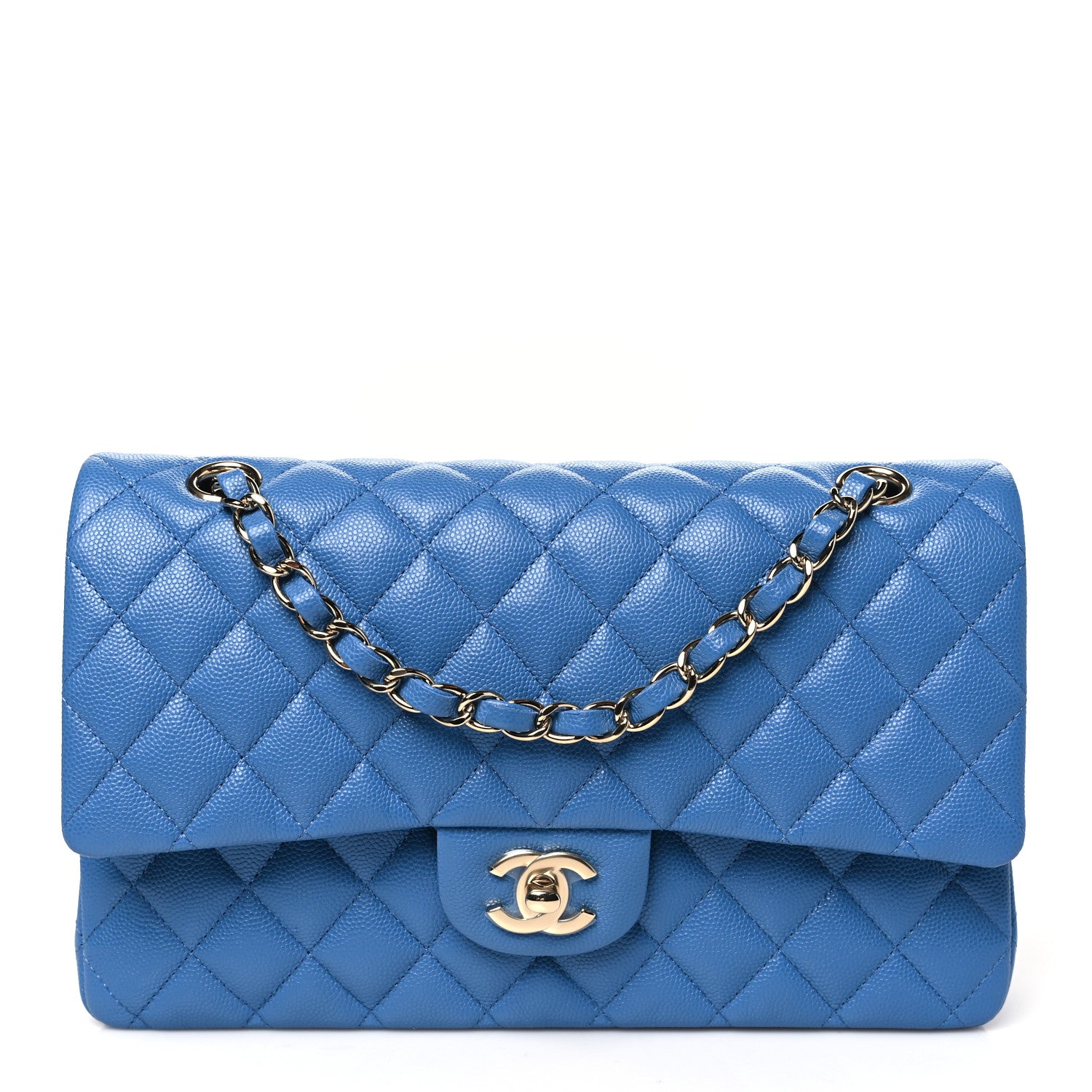 Chanel Caviar Quilted Medium Double Flap Blue 1 of 11
