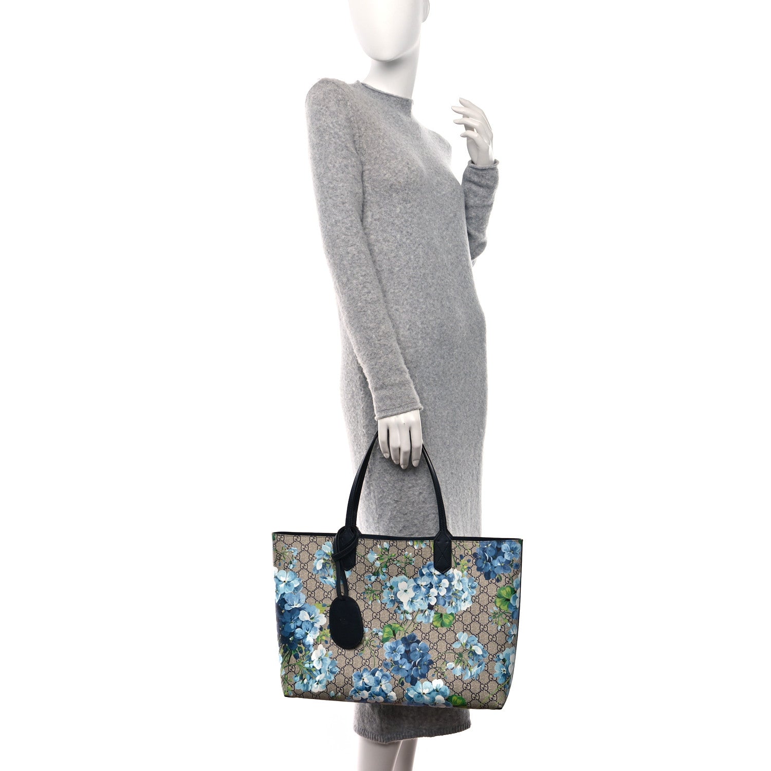 Gucci GG Supreme Monogram Blooms Medium Reversible Tote Beige Blue Navy 2 of 19