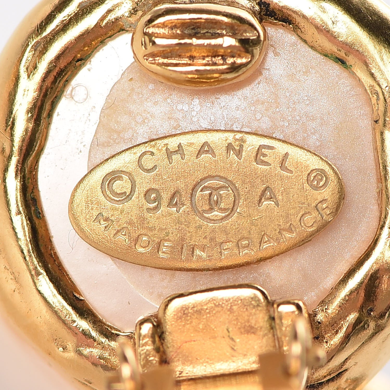 Chanel Pearl CC Dangle Clip On Earrings Gold 4 of 5