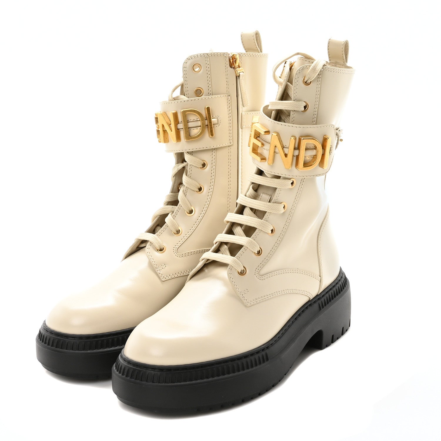 Fendi Vitello Abrasivato Fendigraphy 50mm Biker Boots 40 White 4 of 9