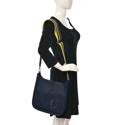 Hermes Epsom Amazone Evelyne III PM Bleu Indigo Lime 2 of 10
