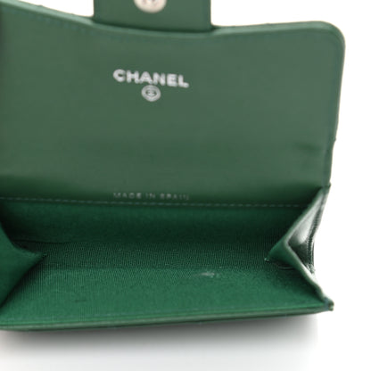 Chanel Lambskin Quilted Flap Card Holder Wallet Green 5 of 16