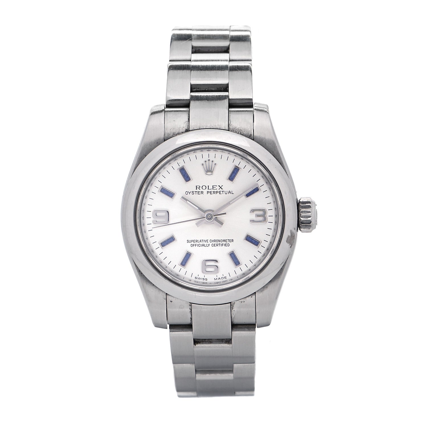 Rolex Stainless Steel 26mm Oyster Perpetual Watch Blue Index 176200 1 of 4