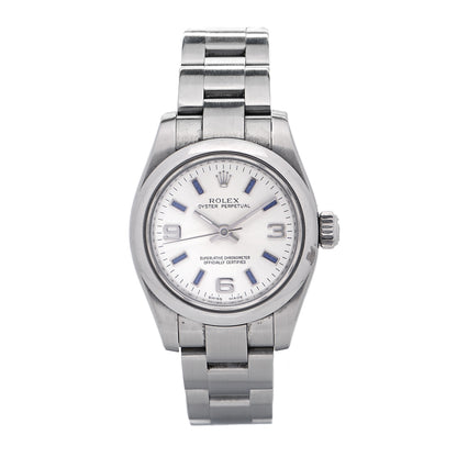 Rolex Stainless Steel 26mm Oyster Perpetual Watch Blue Index 176200 1 of 4