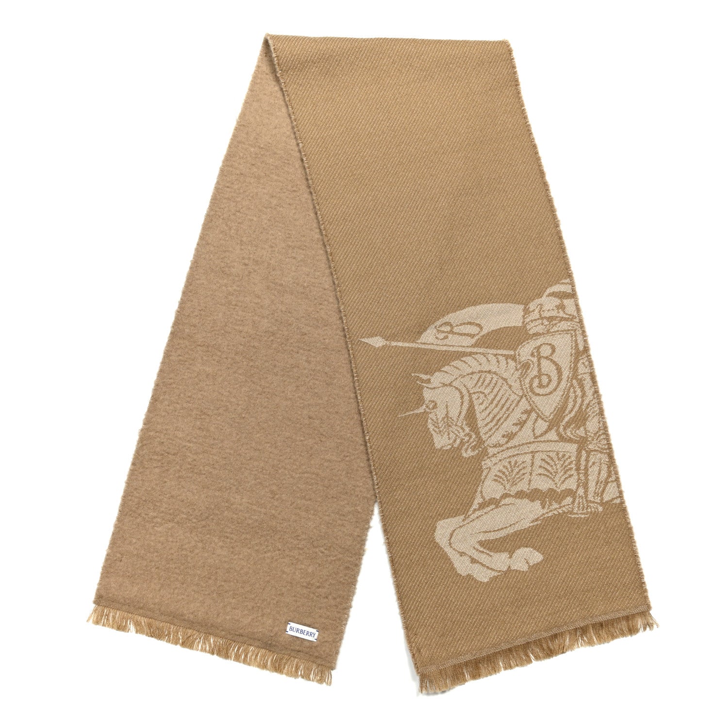 Burberry Denim Effect Wool Jacquard EKD Scarf Maple 2 of 3