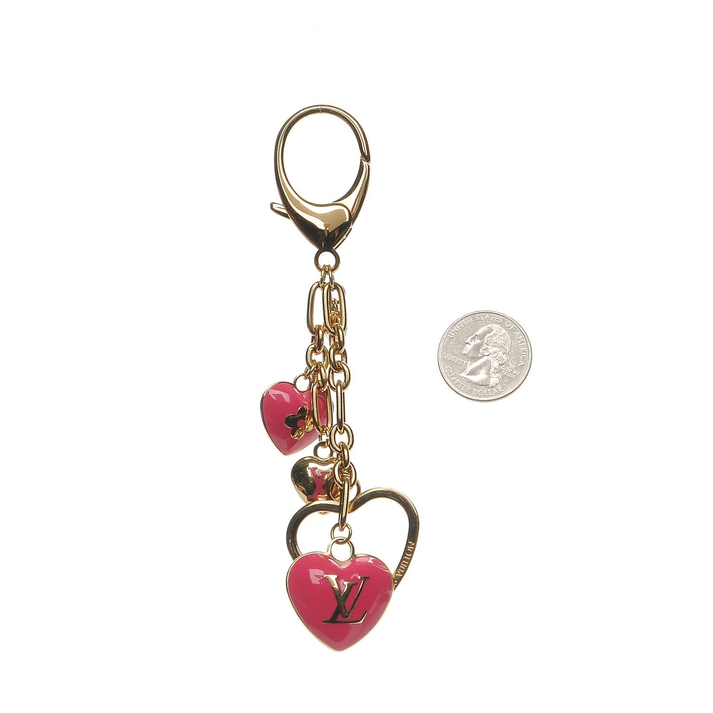 Coeurs Heart Bag Charm Key Holder Pink