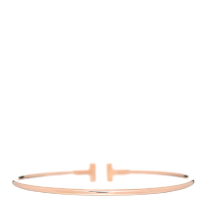 Tiffany 18K Rose Gold Narrow T Wire Bracelet 3 of 5