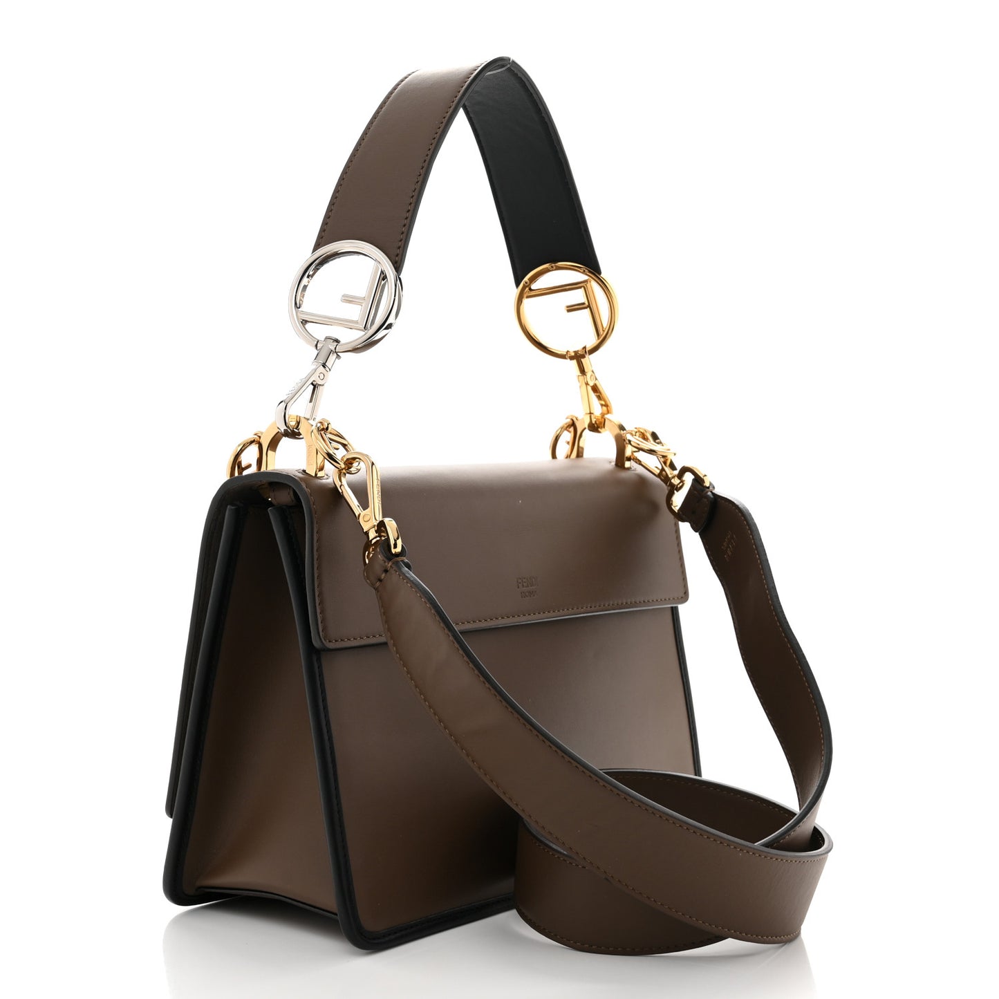 Vitello Century F is Fendi Bi-Color FF 1974 Embossed Kan I Shoulder Bag Maya Black