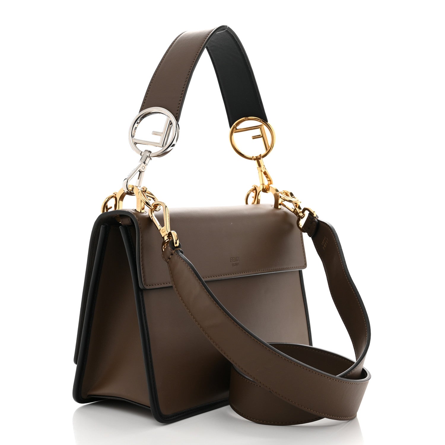 Fendi Vitello Century F is Fendi Bi-Color FF 1974 Embossed Kan I Shoulder Bag Maya Black 2 of 9