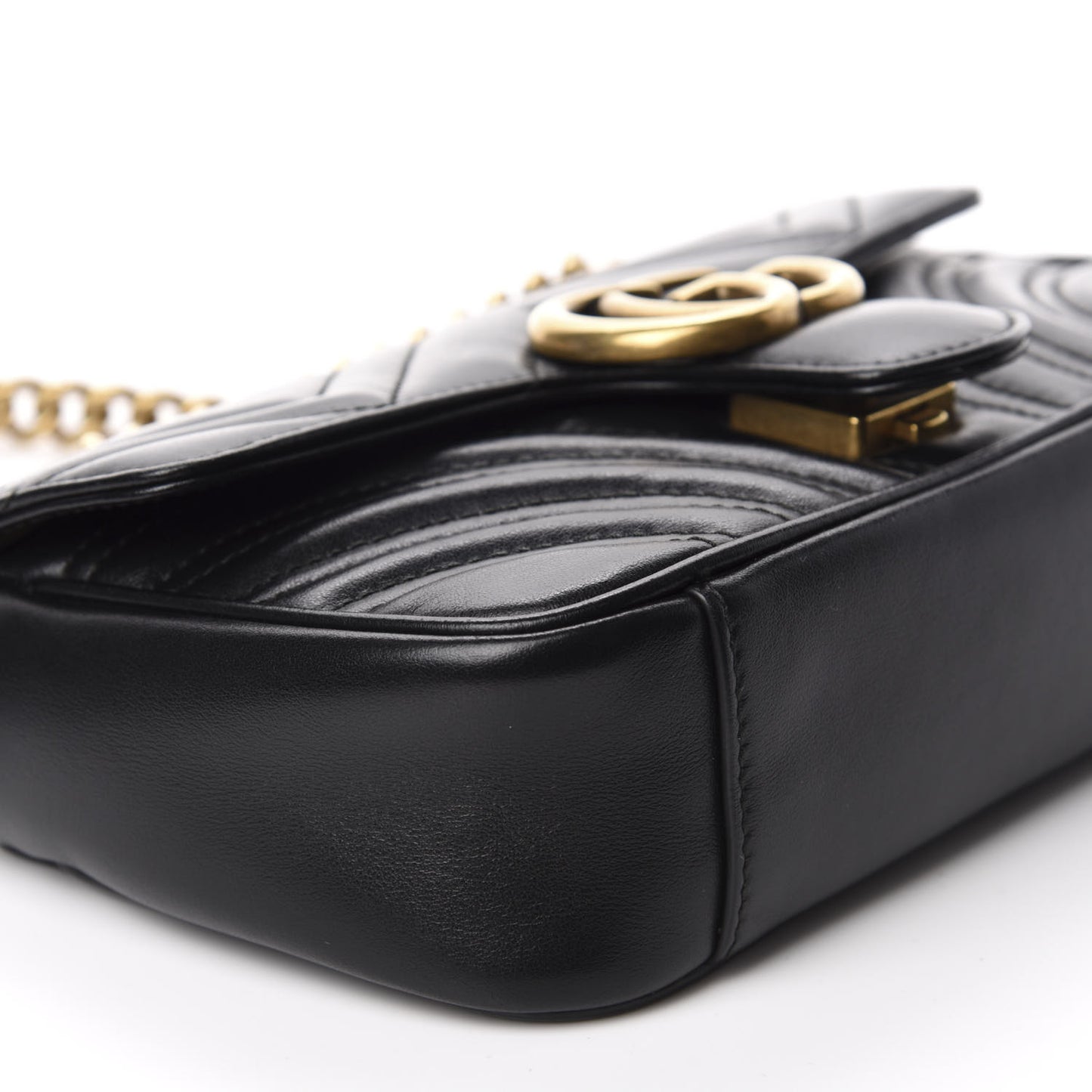 Calfskin Matelasse Mini GG Marmont Shoulder Bag Black