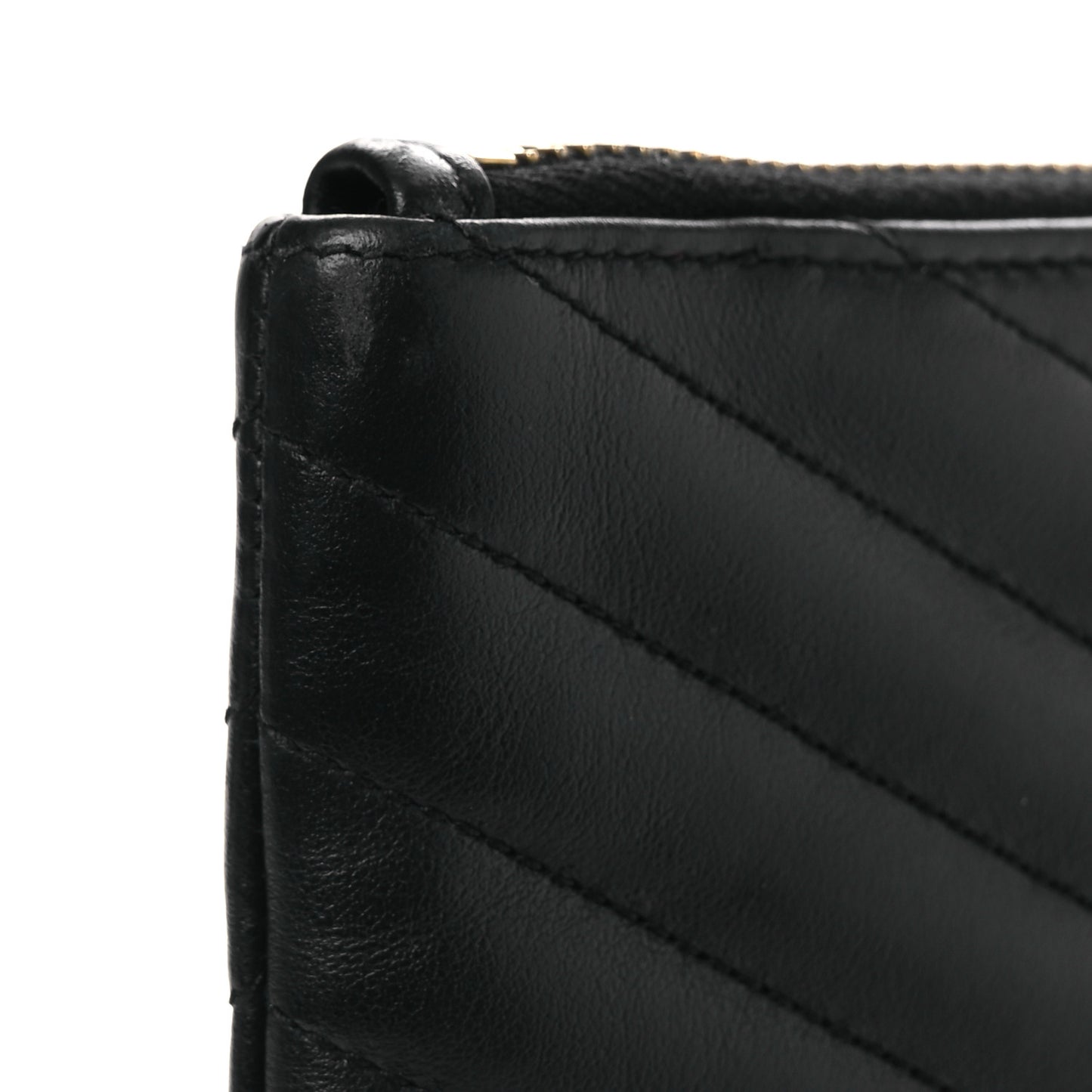 Calfskin Matelasse Chevron Monogram A5 Wristlet Black