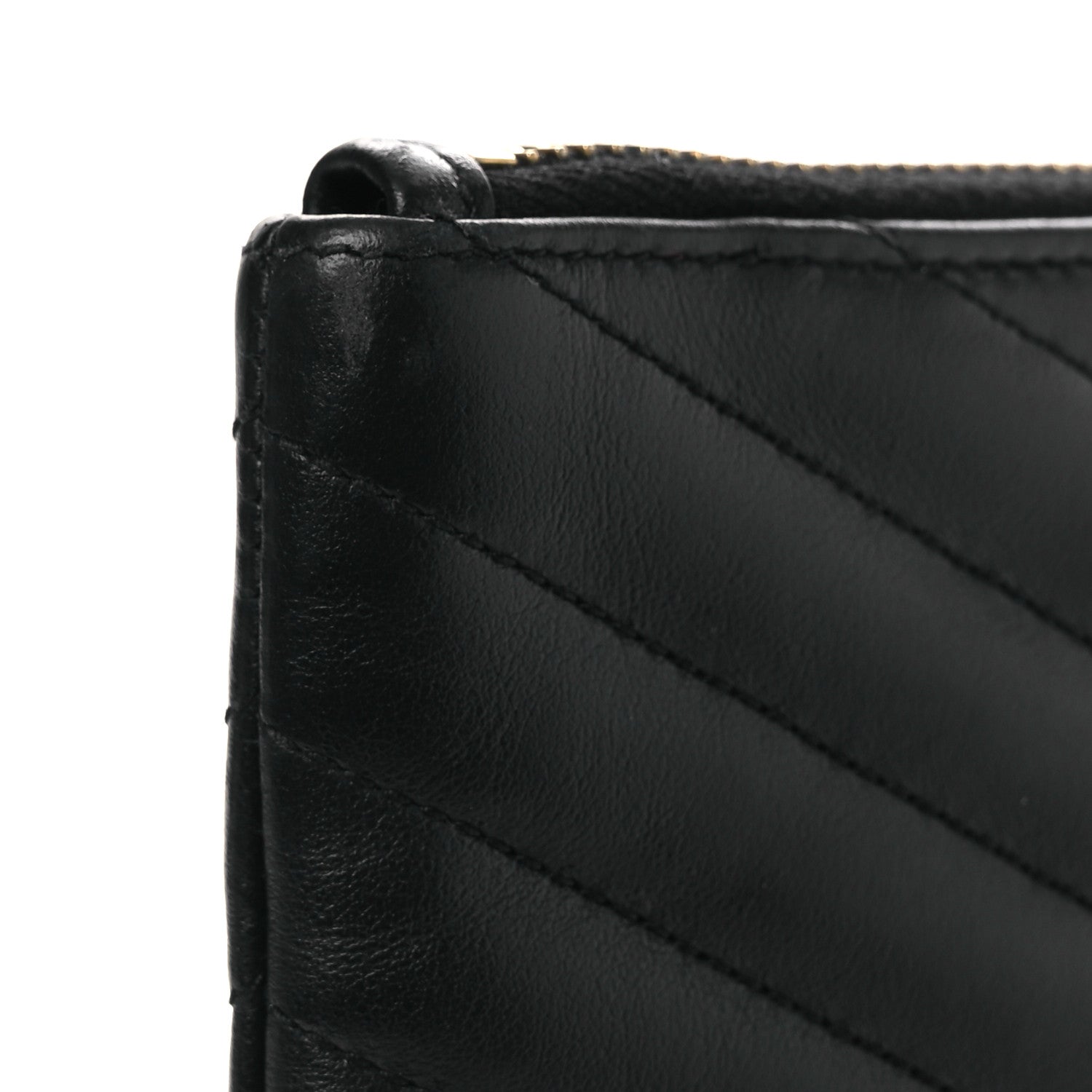 Saint Laurent Calfskin Matelasse Chevron Monogram A5 Wristlet Black 11 of 14
