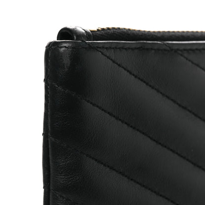 Saint Laurent Calfskin Matelasse Chevron Monogram A5 Wristlet Black 11 of 14