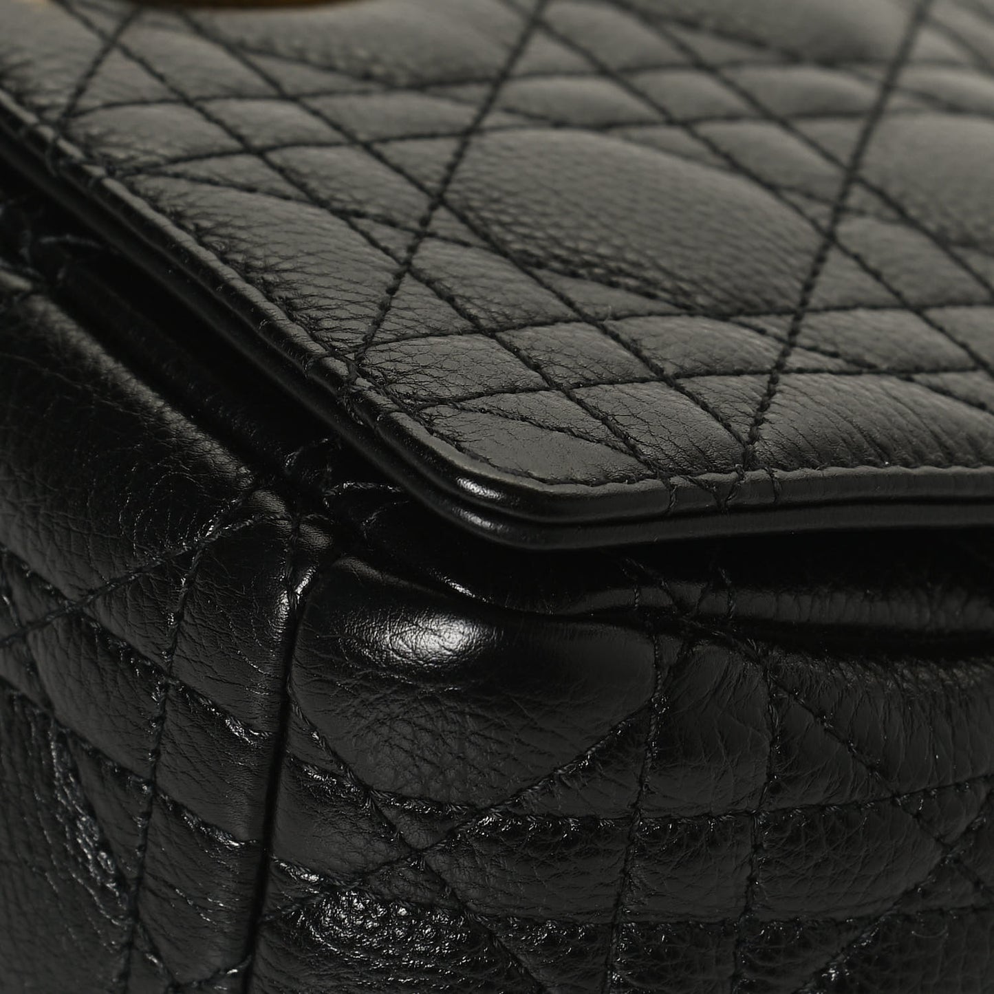 Calfskin Cannage Medium Caro Bag Black