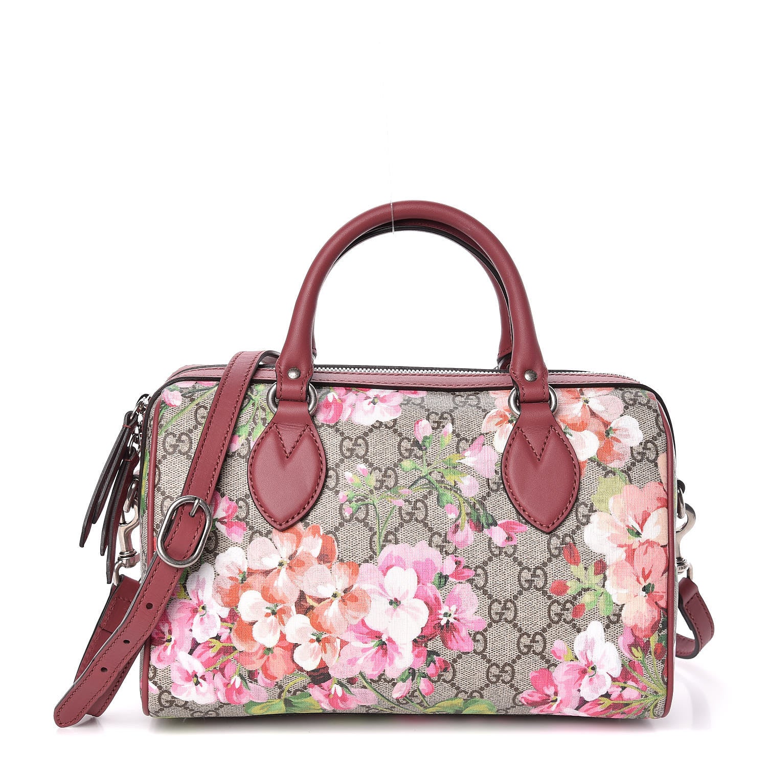 Gucci GG Supreme Monogram Blooms Small Boston Beige Multicolor Dry Rose 1 of 10