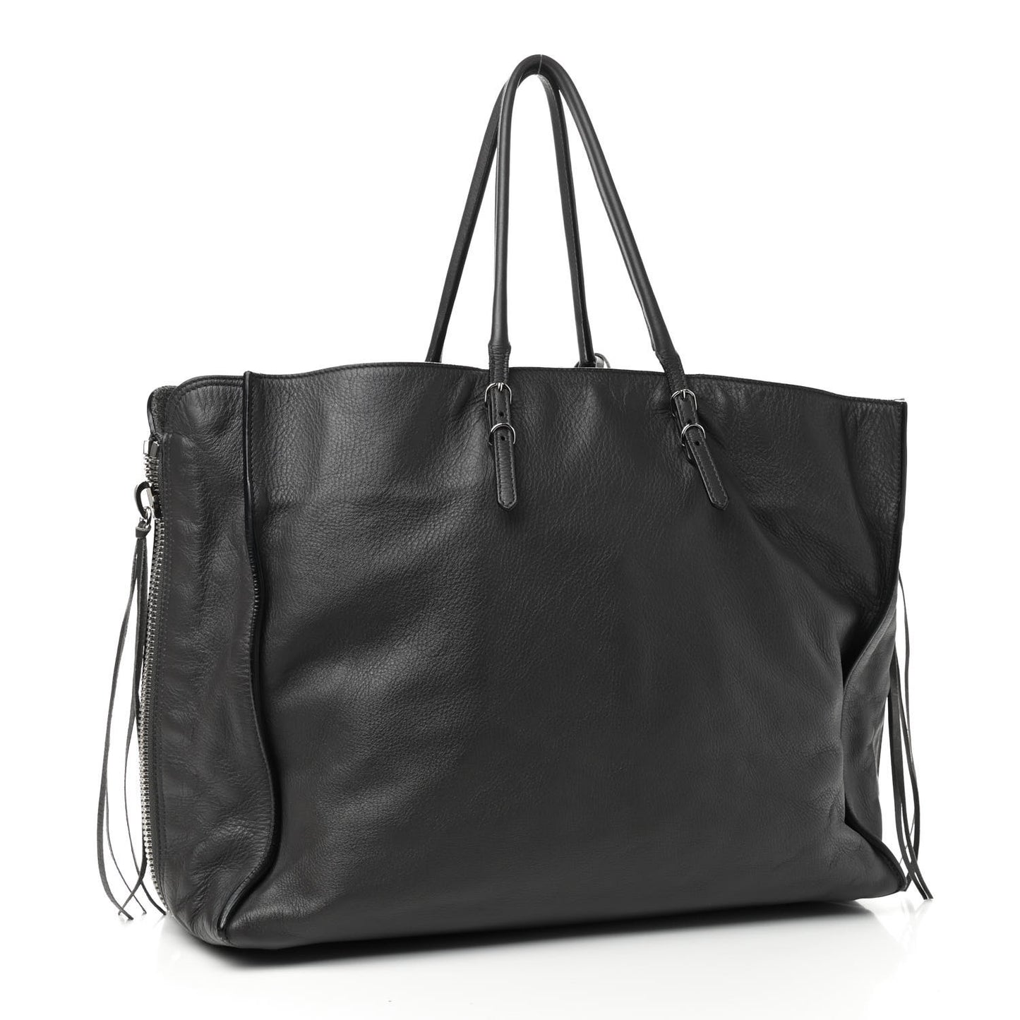 Veau Papier A4 Zip Around Tote Gris Fossile
