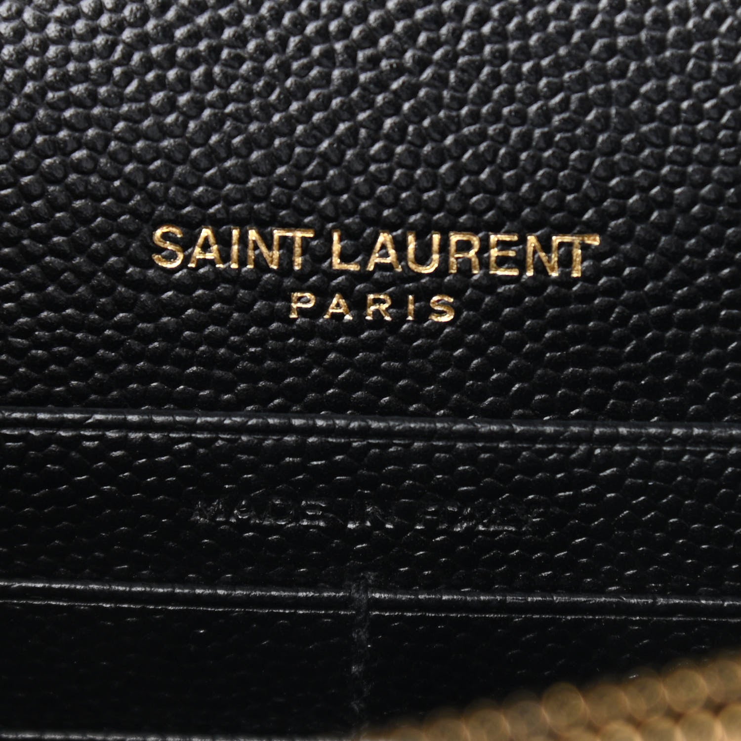 Saint Laurent Grain De Poudre Matelasse Chevron Monogram Envelope Chain Wallet Black 6 of 9