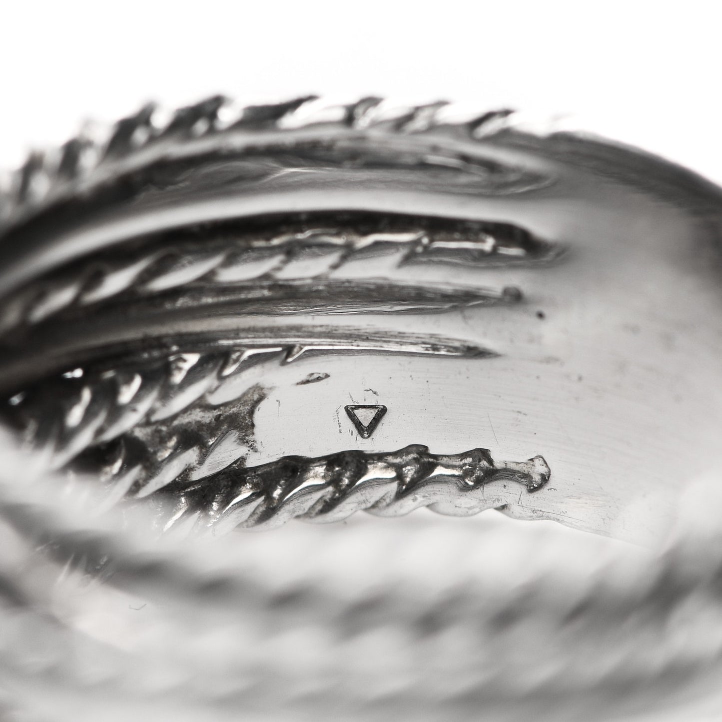 Sterling Silver Diamond 11mm Wide Crossover Cable Ring 54 7