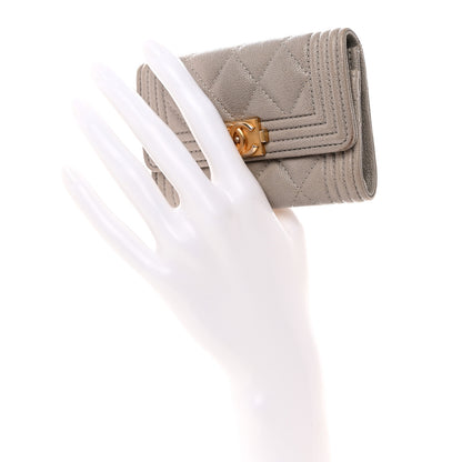 Chanel Caviar Quilted Boy Flap Card Holder Grey 2 of 14